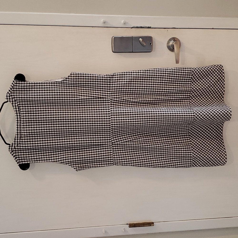 Vineyard VINES Sleeveless Black & White Gingham Tie-Waist Dress 16 - Picture 4 of 8